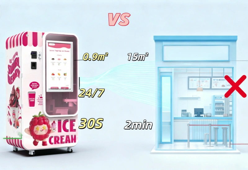 Торговый автомат для мороженого Soft Serve против традиционного мороженого магазина: сравнение прибыли и затрат